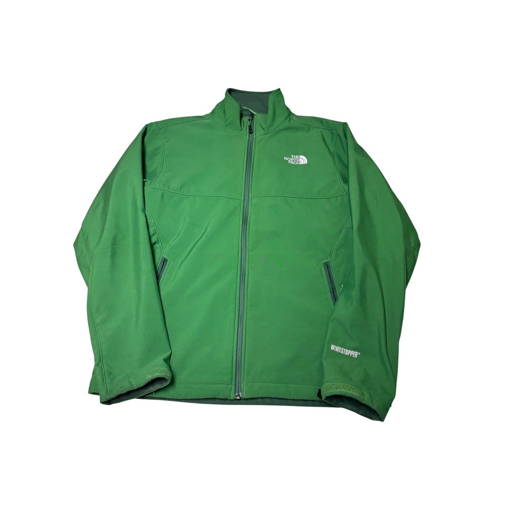The North Face Windstopper Softshell Jacket Green Mens Medium A14P F13‎ Full Zip